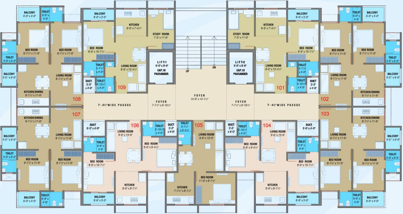  vrajdham 2 Block A  and B Cluster Plan from 2nd to 11th Floor