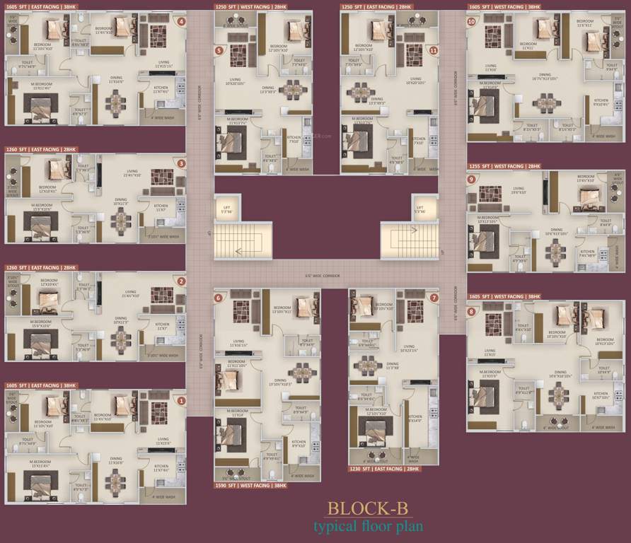  nature ville Block 2 Cluster Plan from 1st to 6th Floor