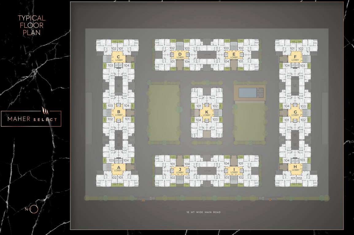  maher select Block A, C, D, E, F, G, H, I And K Cluster Plan For Typical Floor