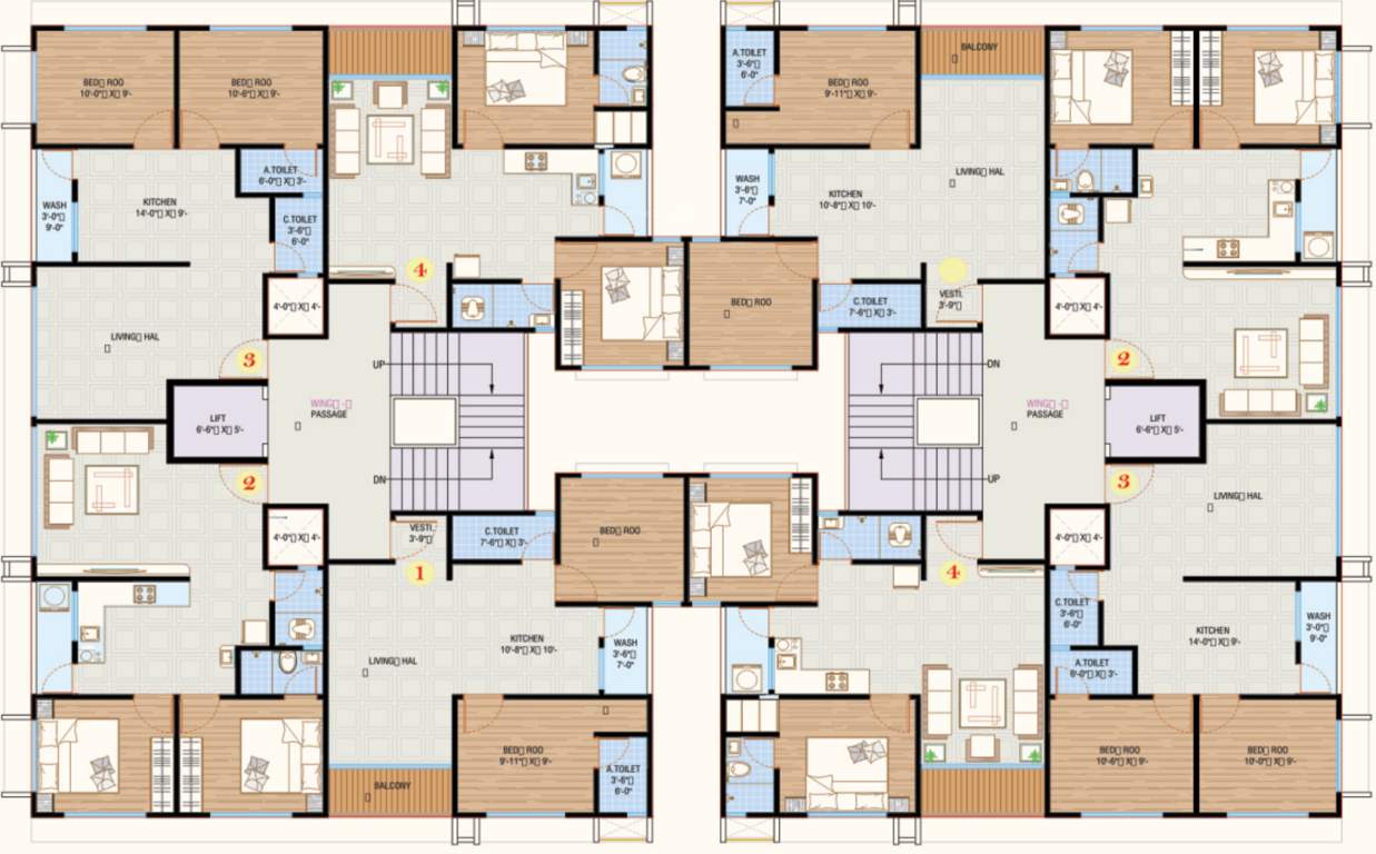 seven homes Block A and B Cluster Plan from 1st to 7th Floor