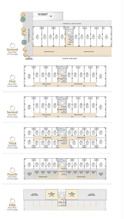  vinayak courtyard Block A To H Cluster Plan From Ground to 5th Floor