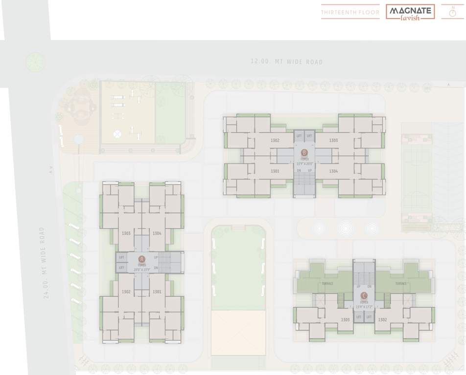  magnate lavish Block A, Block B And Block C Cluster Plan for 13th Floor