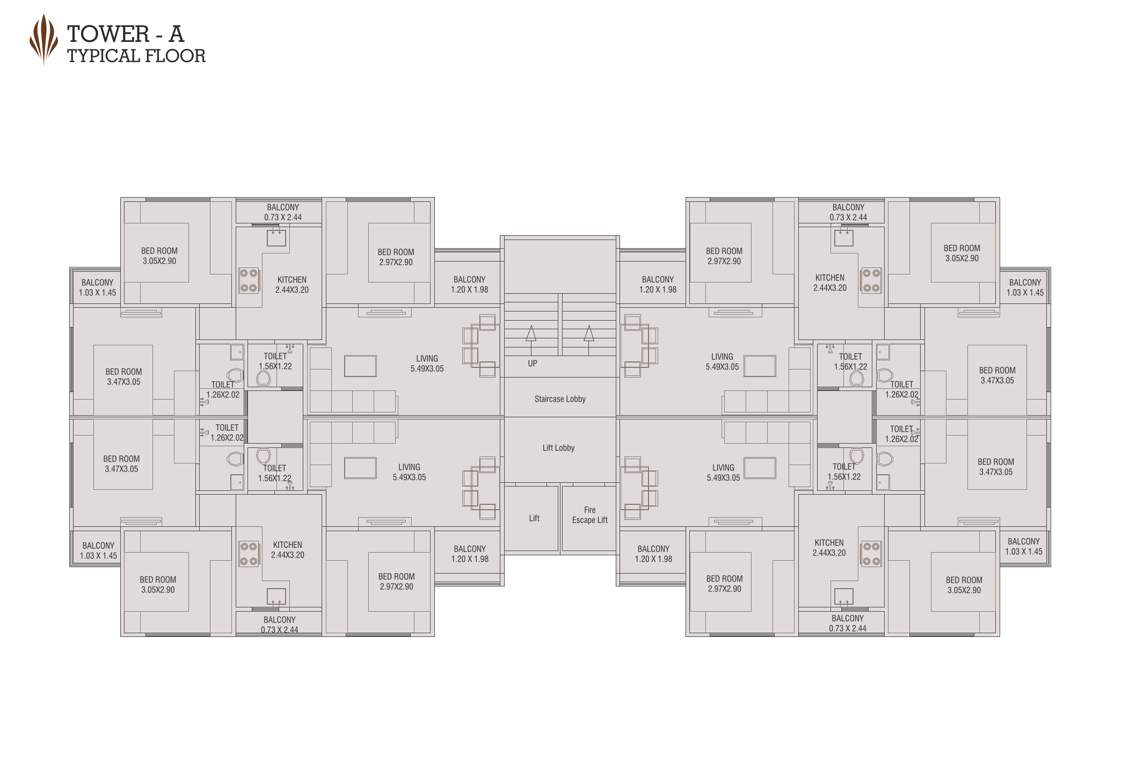  al minaar heights Tower A Typical Cluster Plan