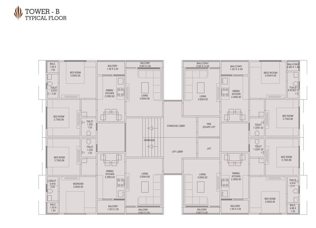  al minaar heights Tower B Typical Cluster Plan