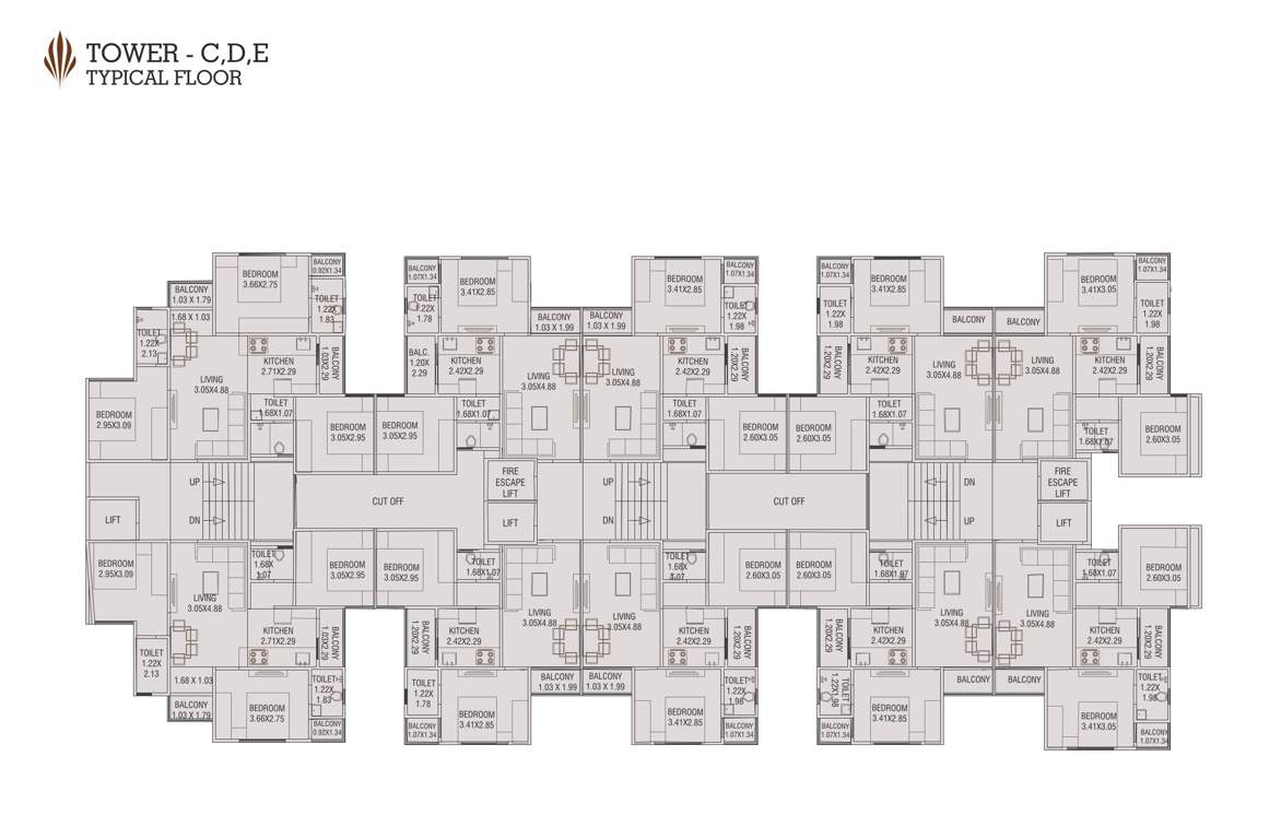  al minaar heights Tower C, D, E Cluster Plan for ground Floor