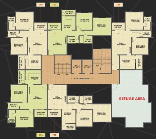  avenue Kalp Avenue Cluster Plan for 7th Floor