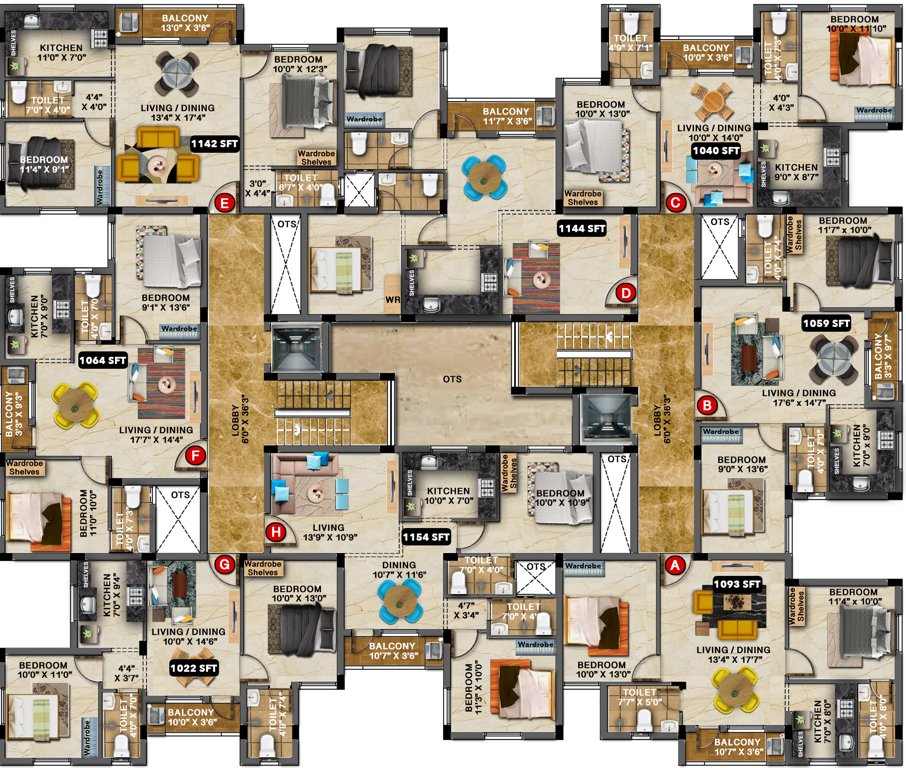  opal Hansa Opal Cluster Plan from 1st to 3rd Floor