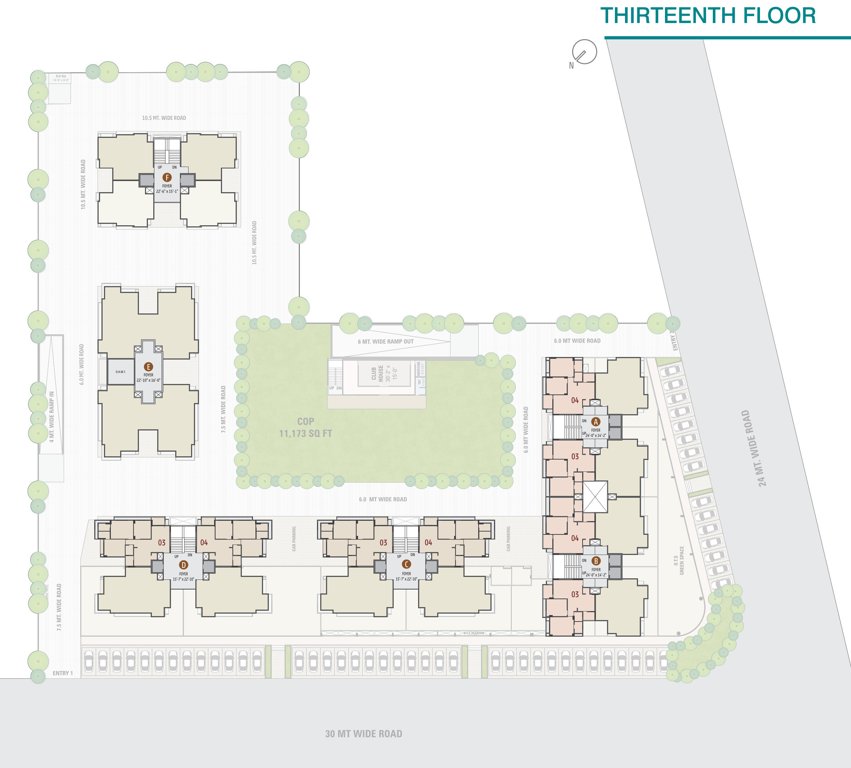  samved dreams Block  A To F Cluster Plan For 13th Floor