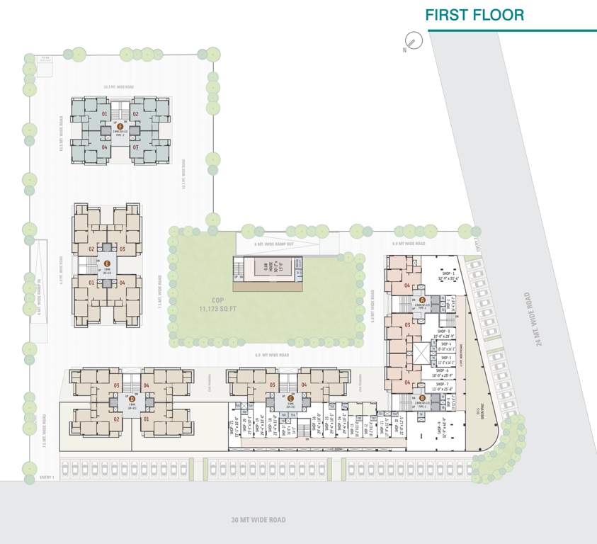  samved dreams Block  A To F Cluster Plan For 1st Floor