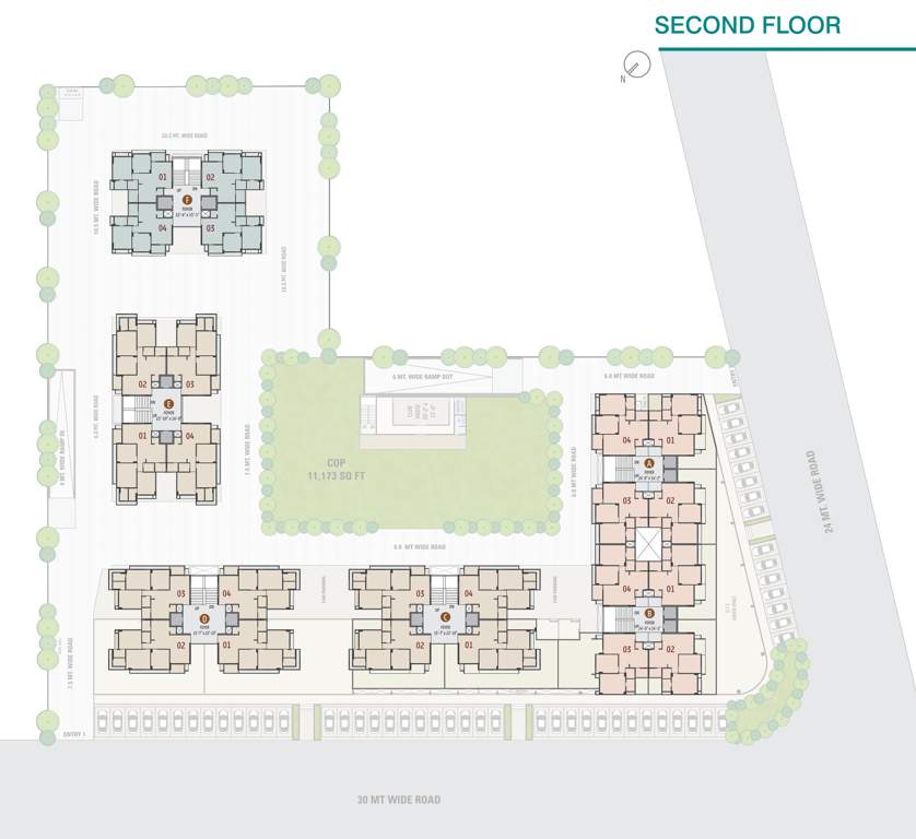  samved dreams Block  A To F Cluster Plan For 2nd Floor