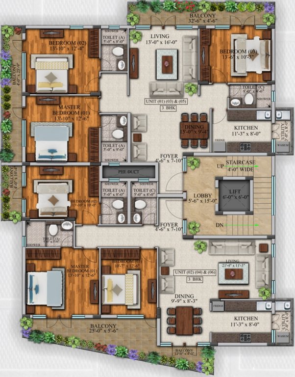 balaji Bhavya Balaji Cluster Plan from 1st to 4th Floor