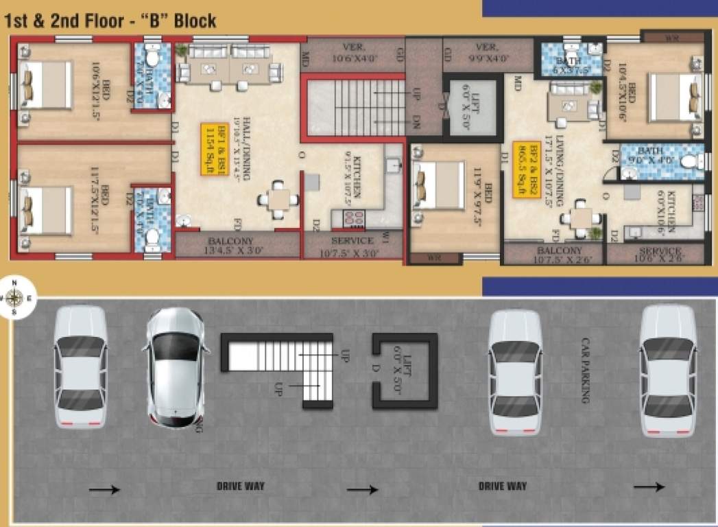  sre vinayaga flats Block B Cluster Plan from ground to 2nd Floor
