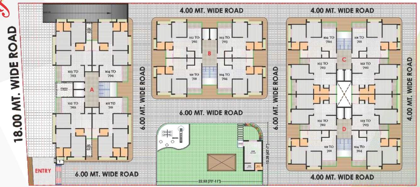  auckland hills Block A, Block B, Block C And Block D Cluster Plan from 1st to 7th Floor