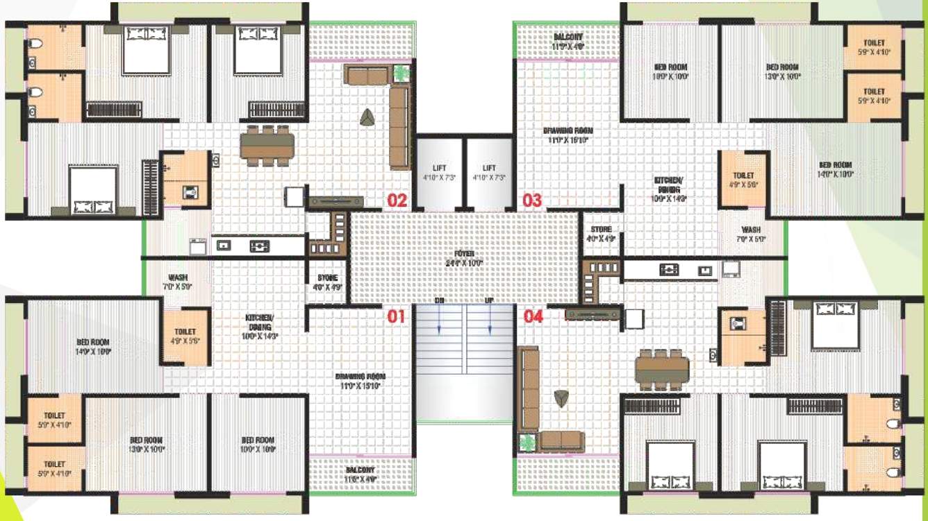  auckland hills Block A Cluster Plan from 1st to 7th Floor