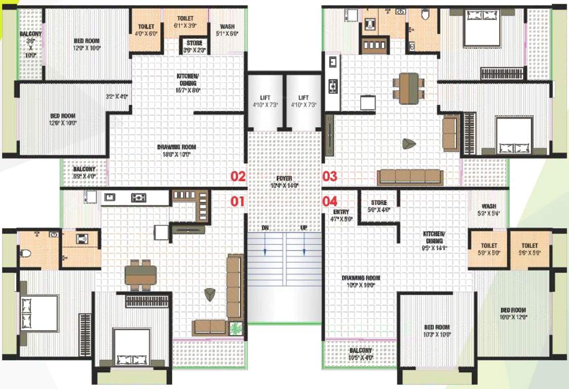  auckland hills Block D Cluster Plan from 1st to 7th Floor
