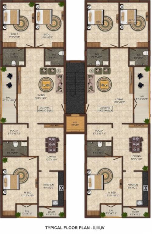  satvika Satvika Cluster Plan from 2nd to 4th Floor