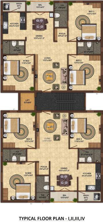  kurinji blossoms Kurinji Blossoms Cluster Plan from 1st to 4th Floor