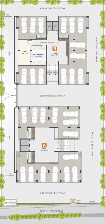  safal parisar Block A and B Cluster Plan for ground Floor