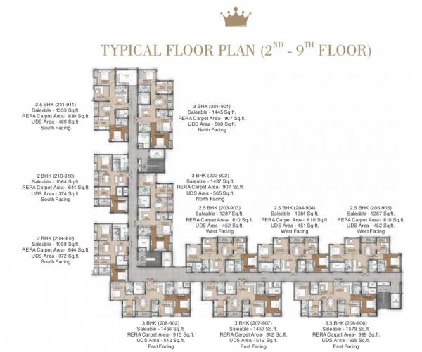  d-elite Cluster Plan from 2nd to 9th Floor
