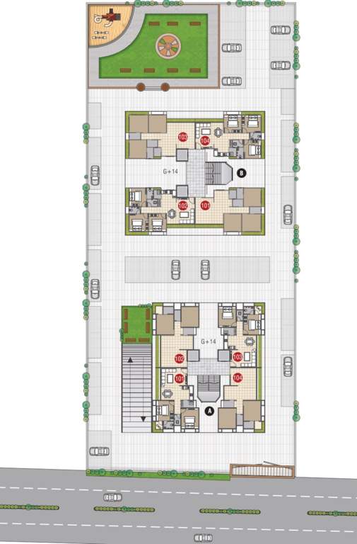  saundarya sky Block A and B Cluster Plan for ground Floor