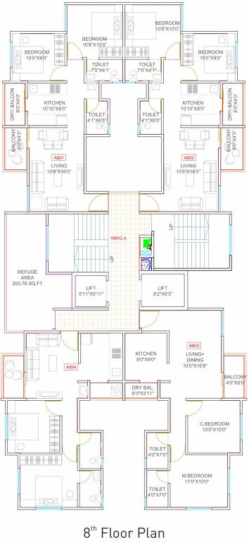  kingston Kesar Kingston Block A Cluster Plan for 8th Floor