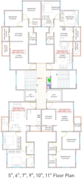  kingston Kesar Kingston Block A Cluster Plan from 1st, 3rd, 5th, 6th, 7th, 9th, 10th And  11th Floor