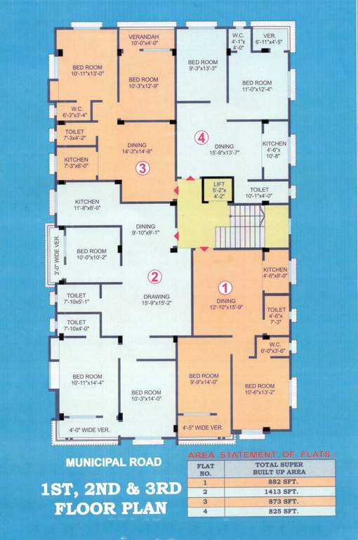  rani kuthi apartment Rani Kuthi Apartment Cluster Plan From 1st to 3rd Floor