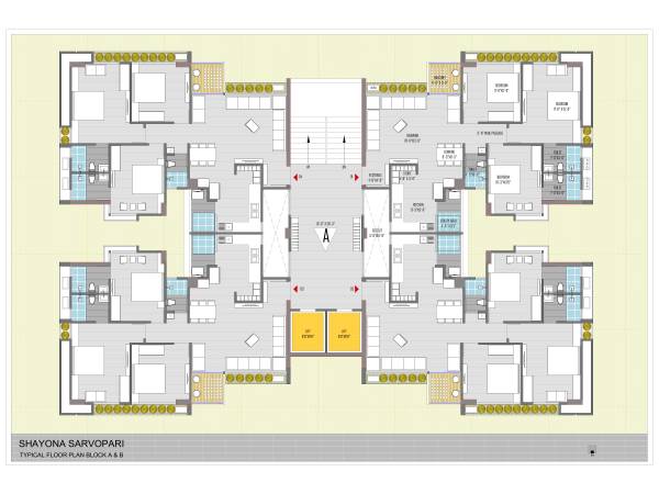  sarvopari Block A And B Cluster Plan For Typical Floor