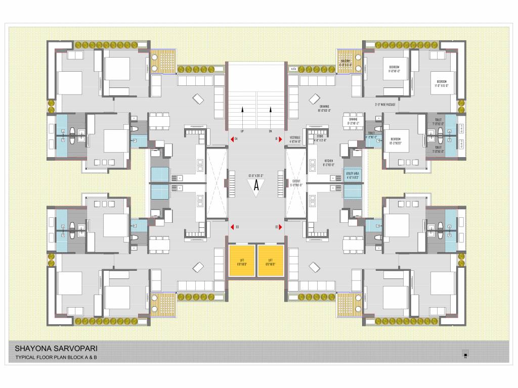  sarvopari Block A And B Cluster Plan For Typical Floor