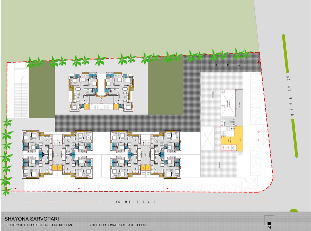  sarvopari Block A, B And C Cluster Plan from 3rd to 11th Floor