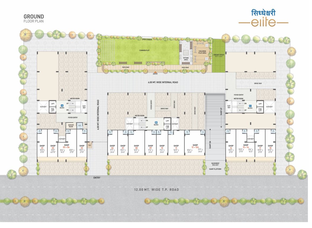  siddheshwari elite A+B+C Ground Cluster Plan