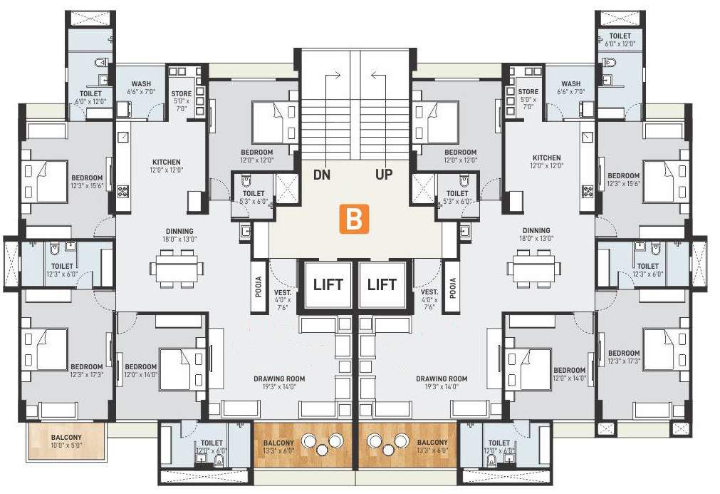  siddhivinayak signature B Cluster Plan For 4th And 12th Floor