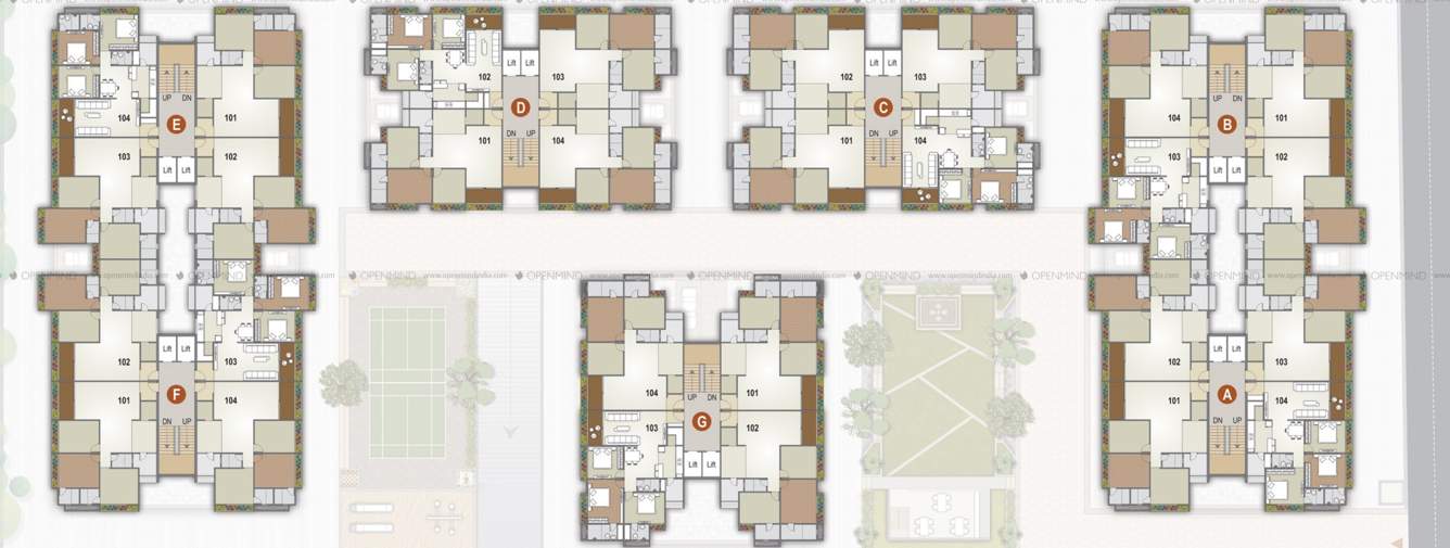  exotica Block A, B, C, D, E, F and G  Cluster Plan from 1st to 7th Floor