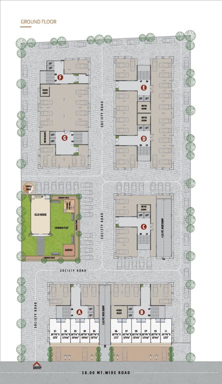 the willows Block A, B, C, D, E, F, G Cluster Plan for ground Floor