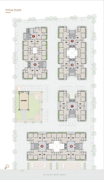  the willows Block A, B, C, D, E, F, G Typical Cluster Plan