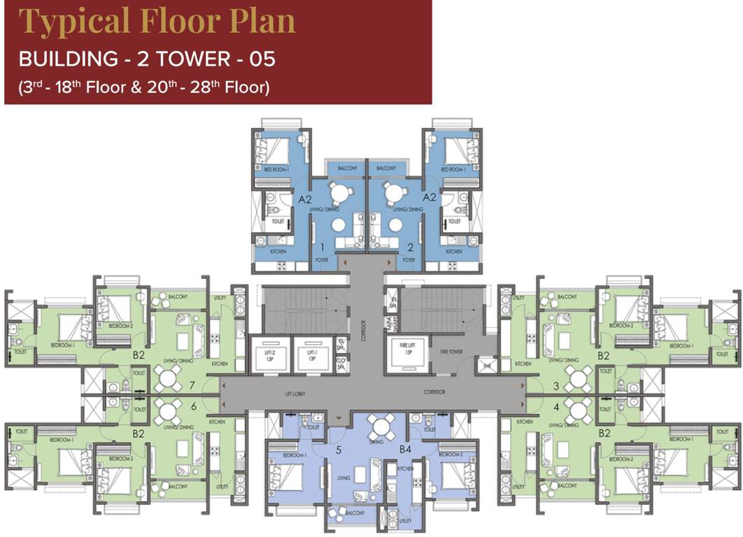  eden park the prestige city B02 T5 Cluster Plan from  3rd to 18th And 20th to 28th  Floor