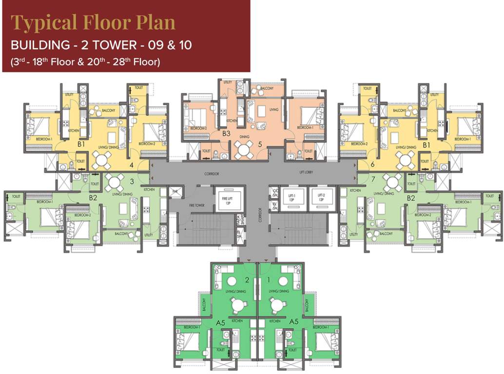 eden park the prestige city B02 T9 And T10 Cluster Plan from  3rd to 18th And 20th to 28th  Floor
