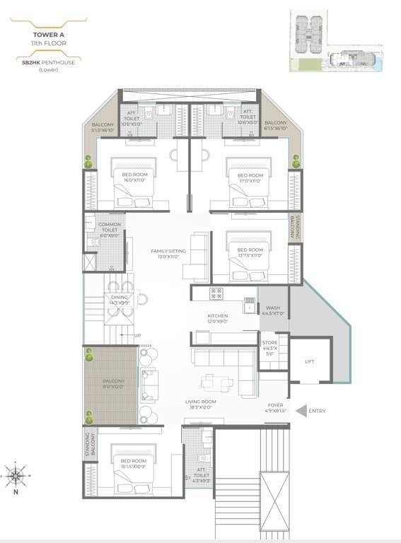  skyvillas Tower A Cluster Plan for 11th Floor