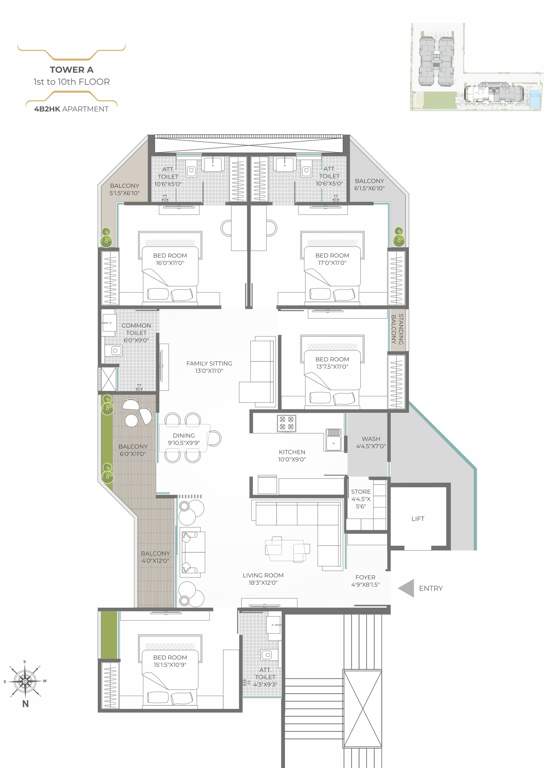  skyvillas Tower A Cluster Plan from 1st to 10th Floor