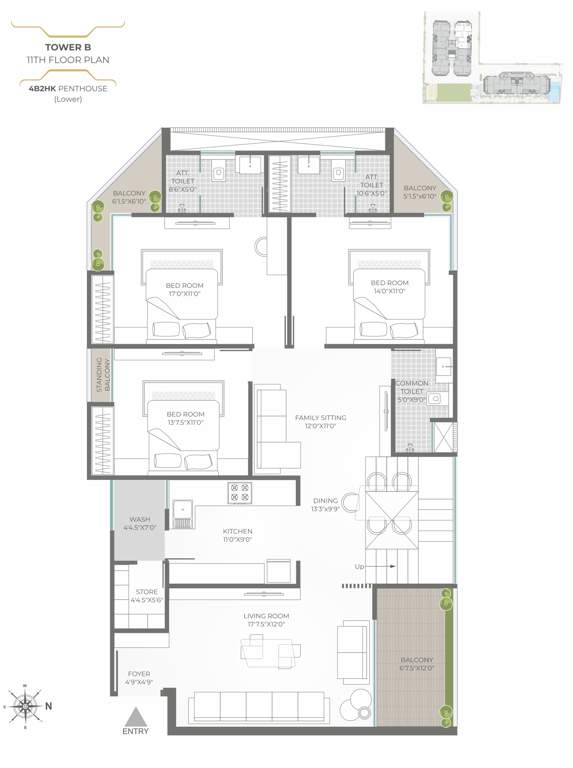  skyvillas Tower B Cluster Plan for 11th Floor