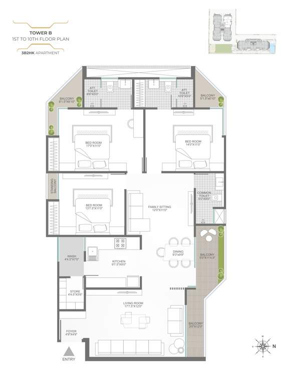  skyvillas Tower B Cluster Plan from 1st to 10th Floor