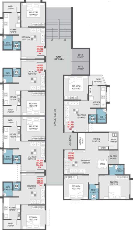 shree sharan 70 Block A Cluster Plan from 1st to 7th Floor