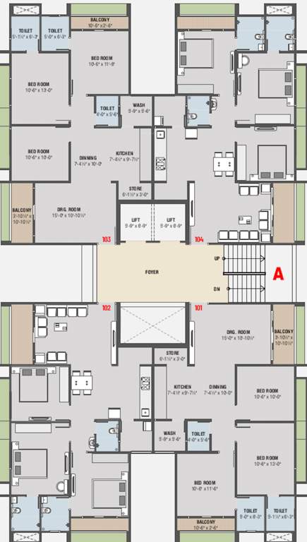  siddhi life style Block A Cluster Plan from 1st to 7th Floor