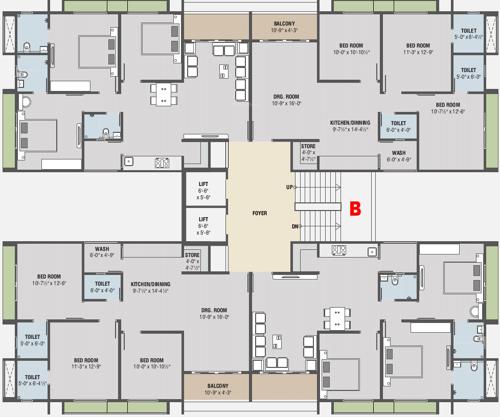  siddhi-life-style Block B Cluster Plan from 1st to 7th Floor