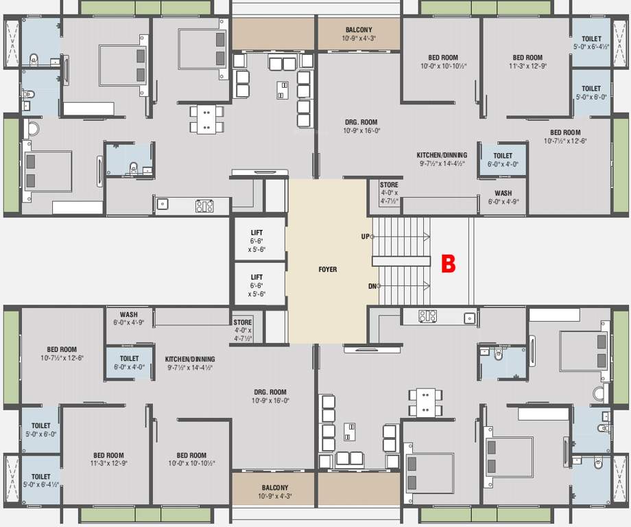  siddhi life style Block B Cluster Plan from 1st to 7th Floor