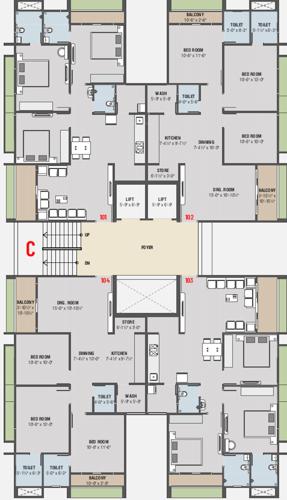  siddhi-life-style Block C Cluster Plan from 1st to 7th Floor