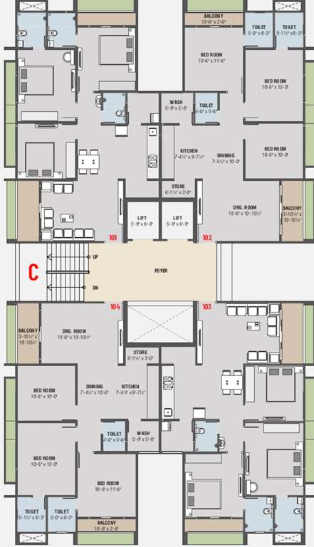  siddhi life style Block C Cluster Plan from 1st to 7th Floor