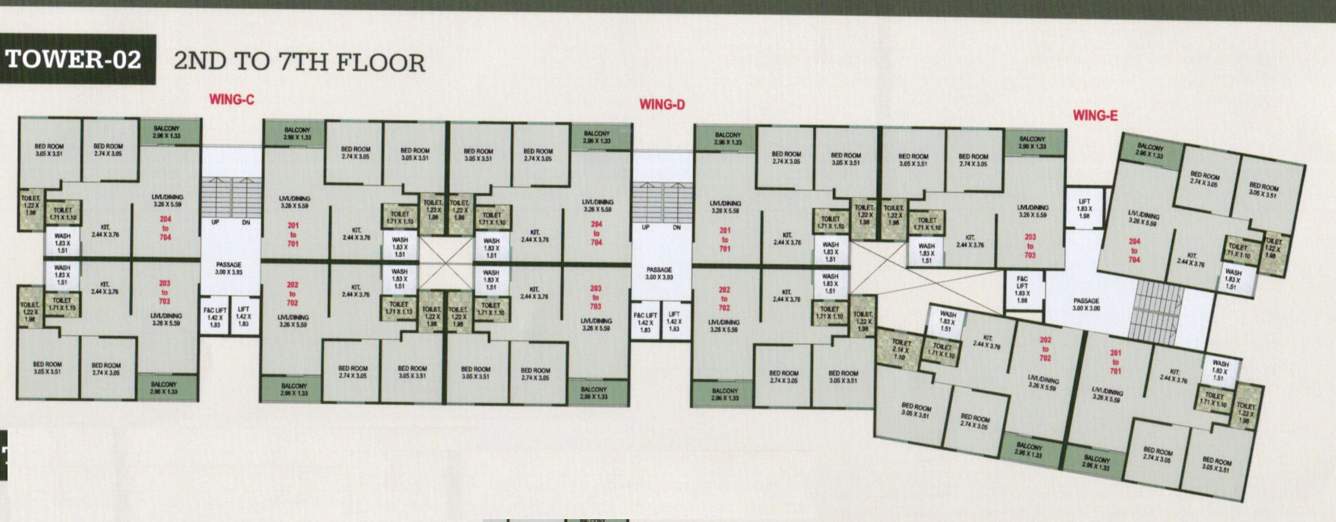  exotica Tower 2 Cluster Plan from 2nd to 7th Floor