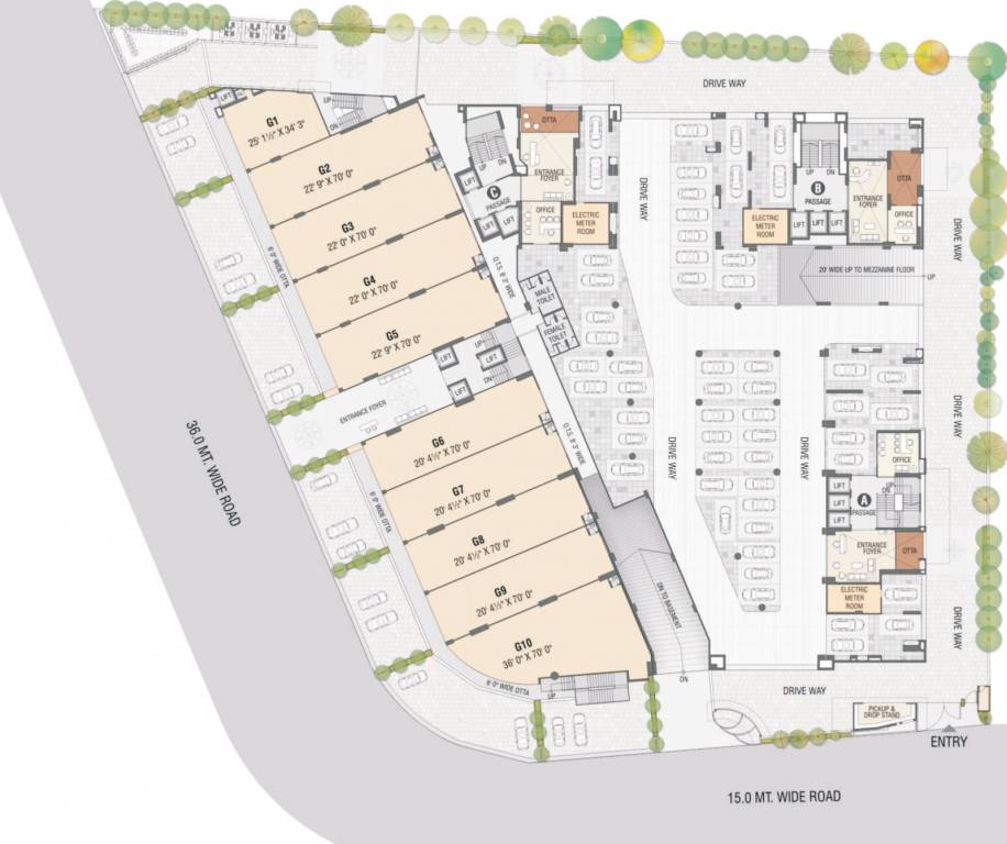 universal homes Block A, B and C Cluster Plan for ground Floor
