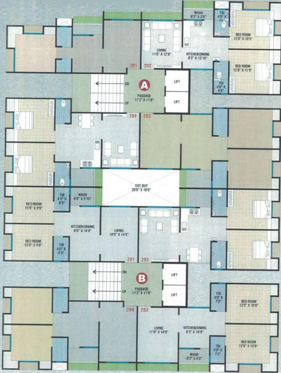  dev shrustee Block A and B Cluster Plan from 2nd to 7th Floor